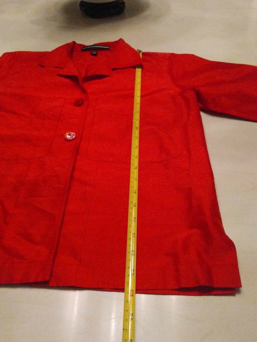 Manteau Linda Allard For Ellen Tracy - Taille 2P, Satin Rouge, Mi-long, Occasion Très Bon état