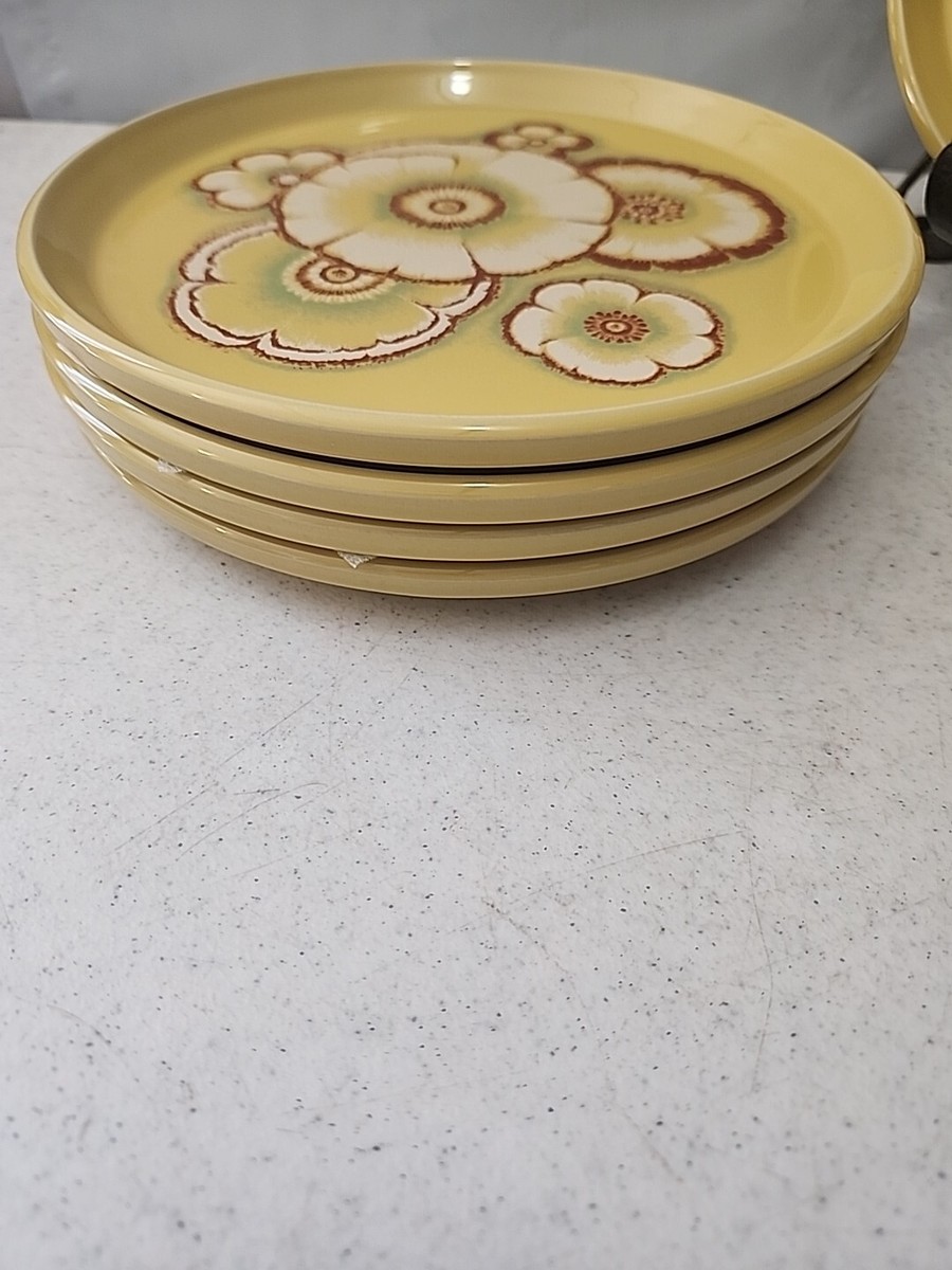 5 Vtg 70's Noritake Primastone Gaiety Yellow Floral Retro 8