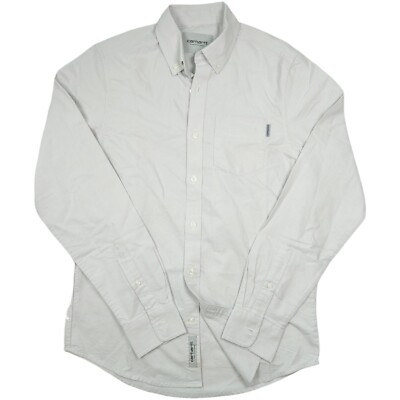 Carhartt Work In Progress Long Sleeve Button Down Pocket Shirt Gray XS Cotton