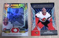 (2) Filip Gustavsson RC Rookie UD Shadow Box, Radiance FX