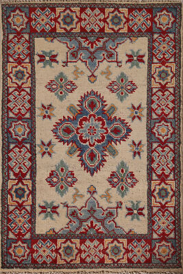 Ivory Geometric Super Kazak Handmade Accent Rug 2x3 Oriental Foyer Carpet
