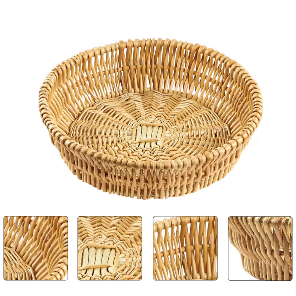 Wicker Serving Tray Woven Storage Baskets Food Serving Basket Round Serving Tray