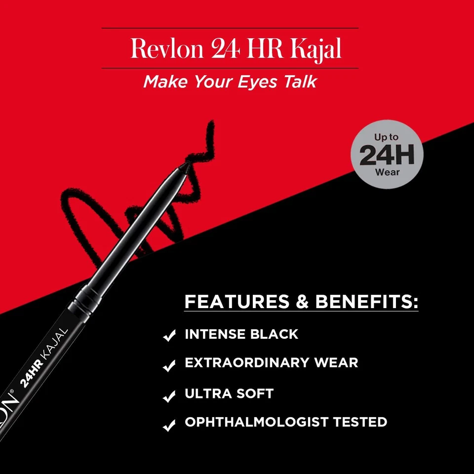 REVLON 24 Hr Kajal Matte Finish Intense Black Color For Eyes, 0.35gm - Image 3 of 4