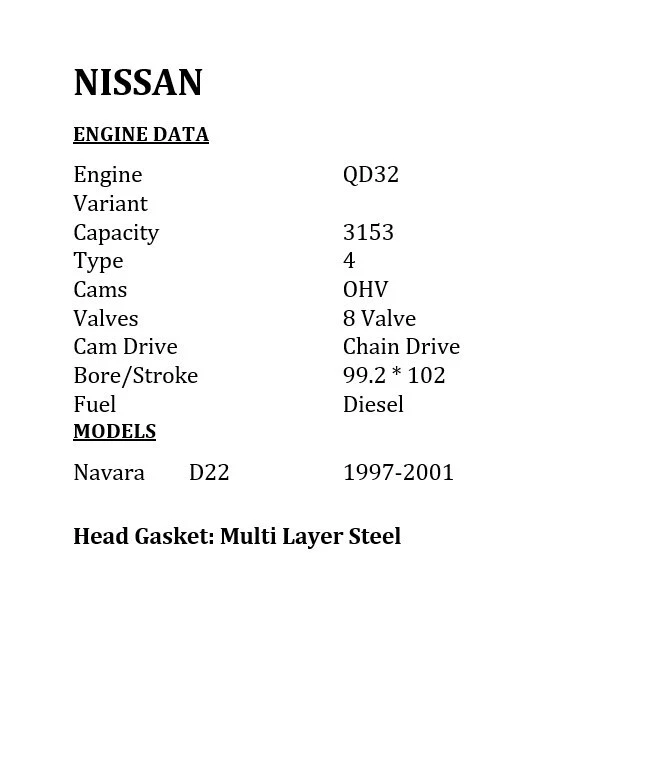 JUEGO TORNILLOS CABEZA TD25/QD32/TD23/TD27/BD30 8V SE ADAPTA A NISSAN NAVARA D21 UTE 2.5 D 1988 Foto 3 de 4