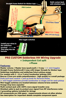 PRS CUSTOM MOD Solderless HH Wiring Upgrade + Independent Coil split +Rev Phase