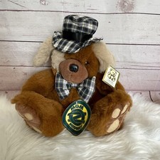 VTG Kellytoy Playpets Brown Puppy Dog Plush 12" Stuffed Animal Toy Hat Bow Tags