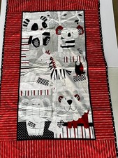 Baby Nursery Jungle Animals Wall Hanging Crib Quilt Blanket Red White Black