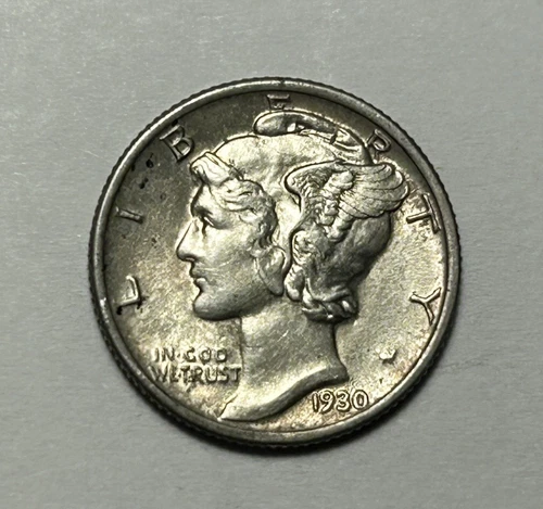 1930 S MERCURY DIME AU+