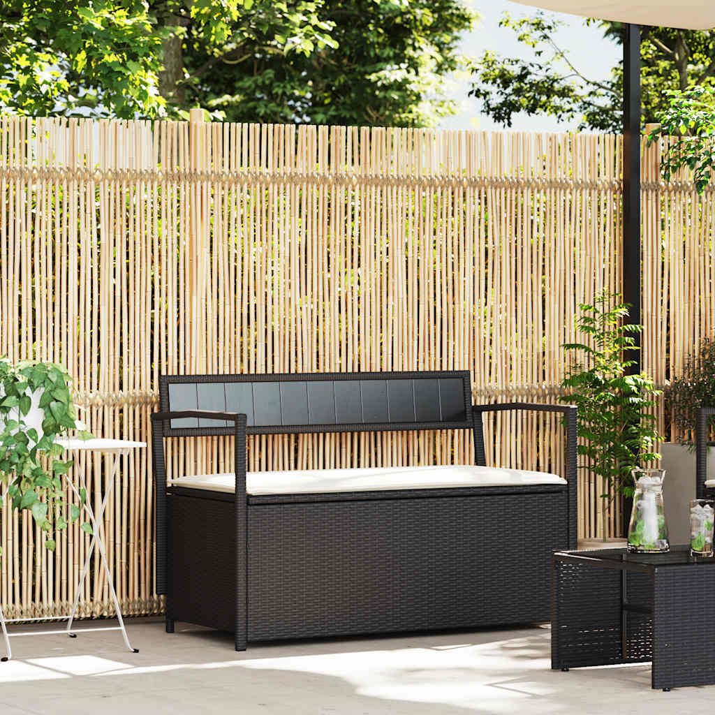 Gartenbank mit Kissen Poly Rattan Sitzbank Gartenbank Truhe Staufach Lagerung