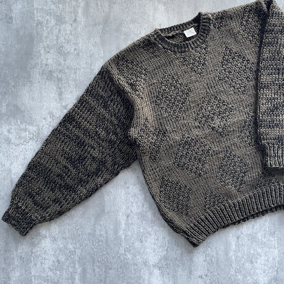 Suéter Tejido Marrón Geométrico Años 80 De Colección Para Hombre Talla M Hecho en Corea Grueso Tejido Foto 2 de 4