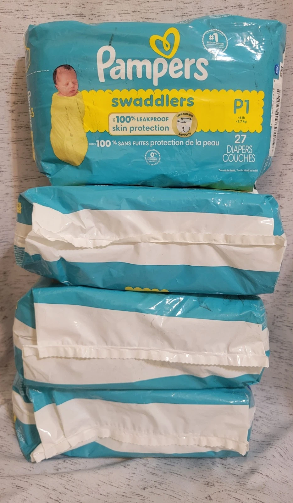 *WHOLESALE PRICING!* Pampers Swaddlers Size P1 Baby Diapers 4 Packs, 1 Price!