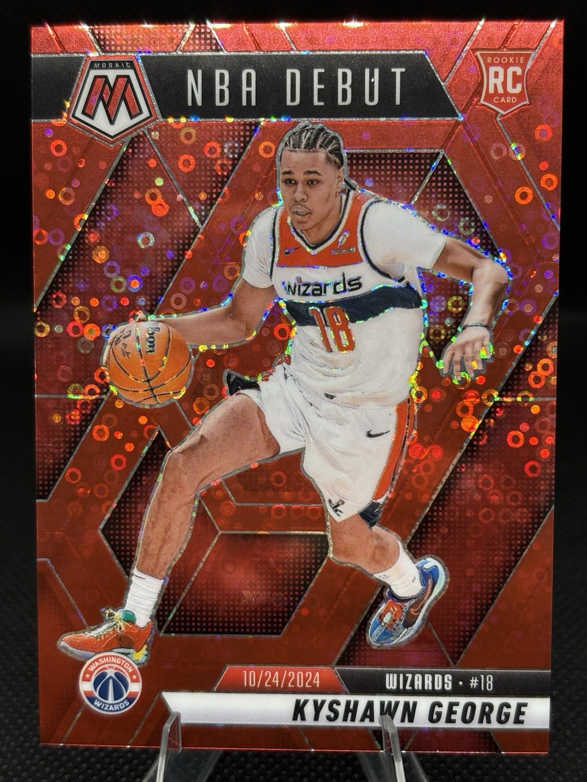 2024-25 Panini Mosaic - NBA Debut Kyshawn George Red Disco Prizm 85/99 (RC) sp