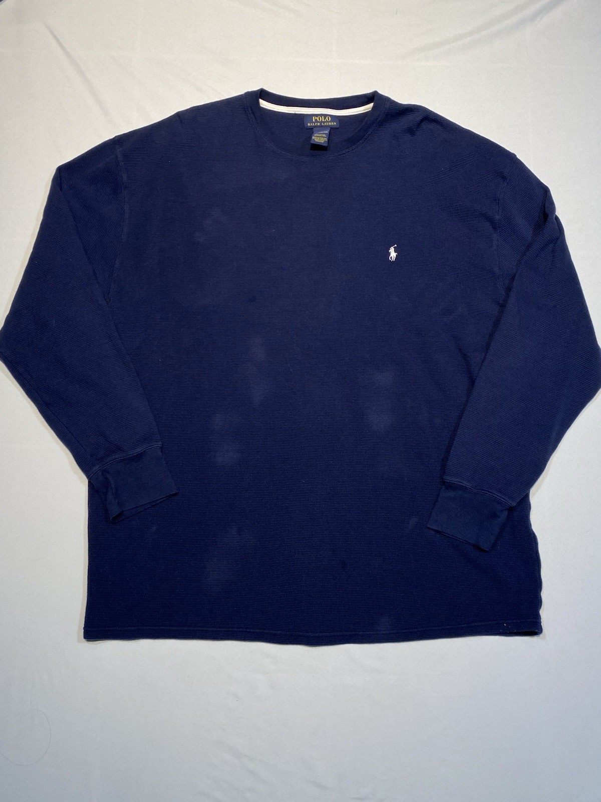 Polo Ralph Lauren camicia uomo 3XL blu waffle maglia girocollo pony maglione manica lunga