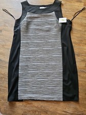 Calvin Klein Women's Size W22 Blck Gray Textured Sleeveless Sheath Dress