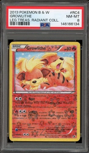 Pokemon Growlithe Legendary Treasures Radiant Coll. #RC4 PSA 8