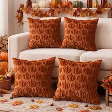Autumn Pumpkin Throw Pillow Covers 18x18 inch Set of 4 Decorative Cushions