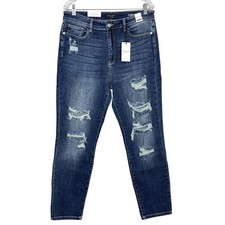 Judy Blue Women Boyfriend Fit Jeans 13 31 Blue High Waist Distressed Grunge New