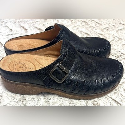 Brioso Jordyn Black Leather Braided Clogs  Women's Size 6.5 NWOT