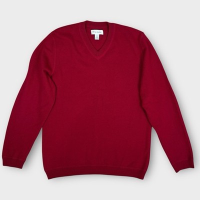 100% Cashmere John W Nordstrom Sweater Mens Medium Crimson Red V Neck Pullover