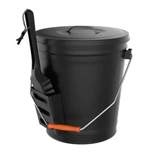 Ash Bucket - 4.75-Gallon Metal Bucket With Lid And Shovel For Fireplace Or Firep