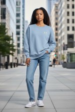 Under Armour Women's Icon Fleece OS Crew Sweatshirt Blue NWT Size S