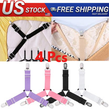 4Bed Sheet Fasteners Adjustable Elastic Suspenders Straps Mattress Covers Clips