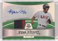 2010 Bowman Platinum Relic Refractor Green 131/199 Ryan Wright Patch Auto 3a0