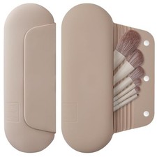 Silicone Makeup Brush Holder Travel Cosmetic Bag Soft Portable A-Walnut