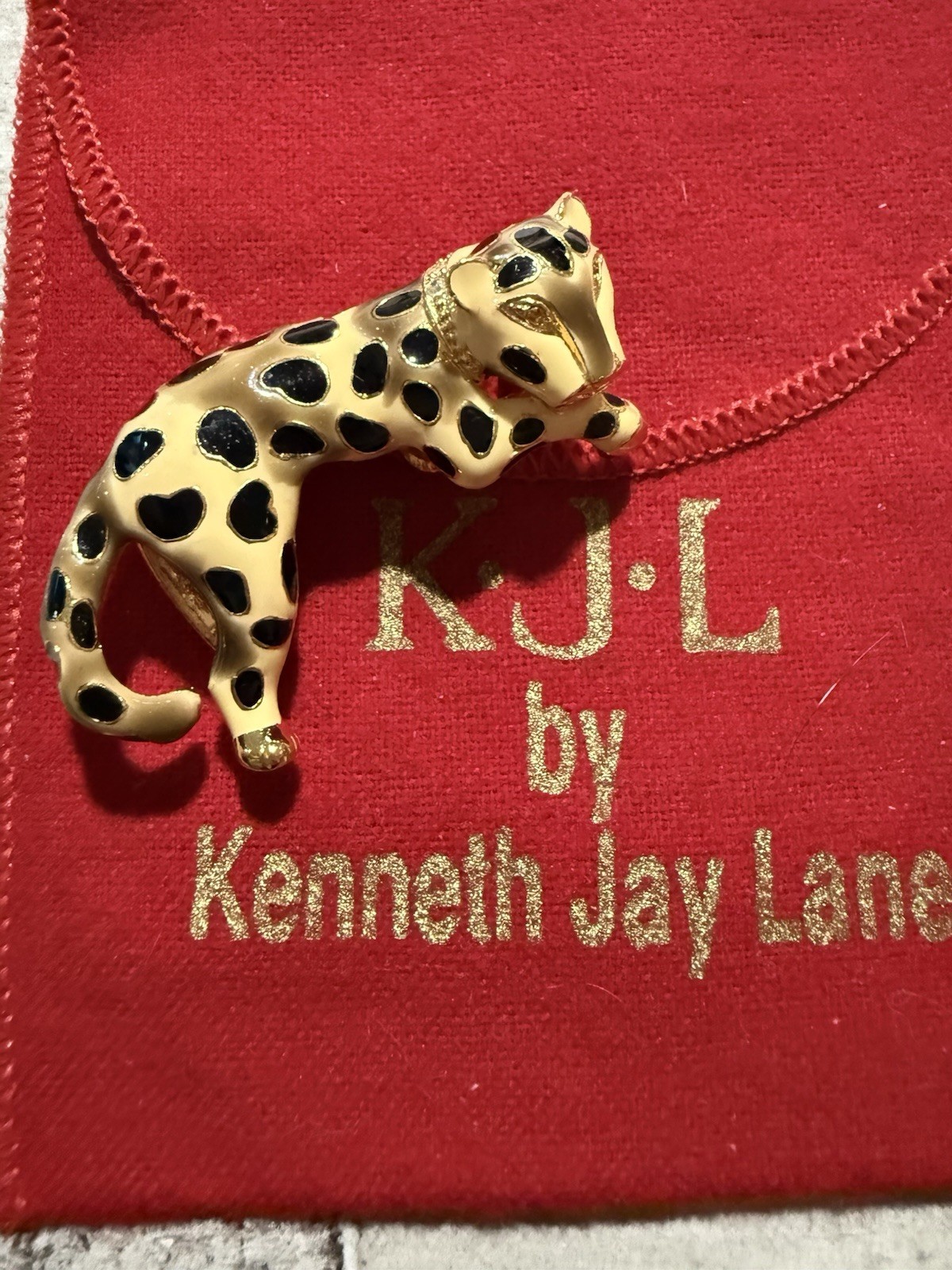 Vtg KJL Kenneth Jay Lane Metal & Enamel Signed Pa… - image 1