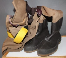 Men's Full Size Tan Chest Waders 50" Insulated Waterproof With Suspenders