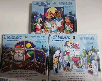 Lot 3 Vintage Whimsies Christmas Decor  Dimensions CrossStitch Kits