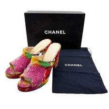 Chanel Vintage Coco Mark Multicolor Heel Sandals Size EU37.5/US7 from JAPAN