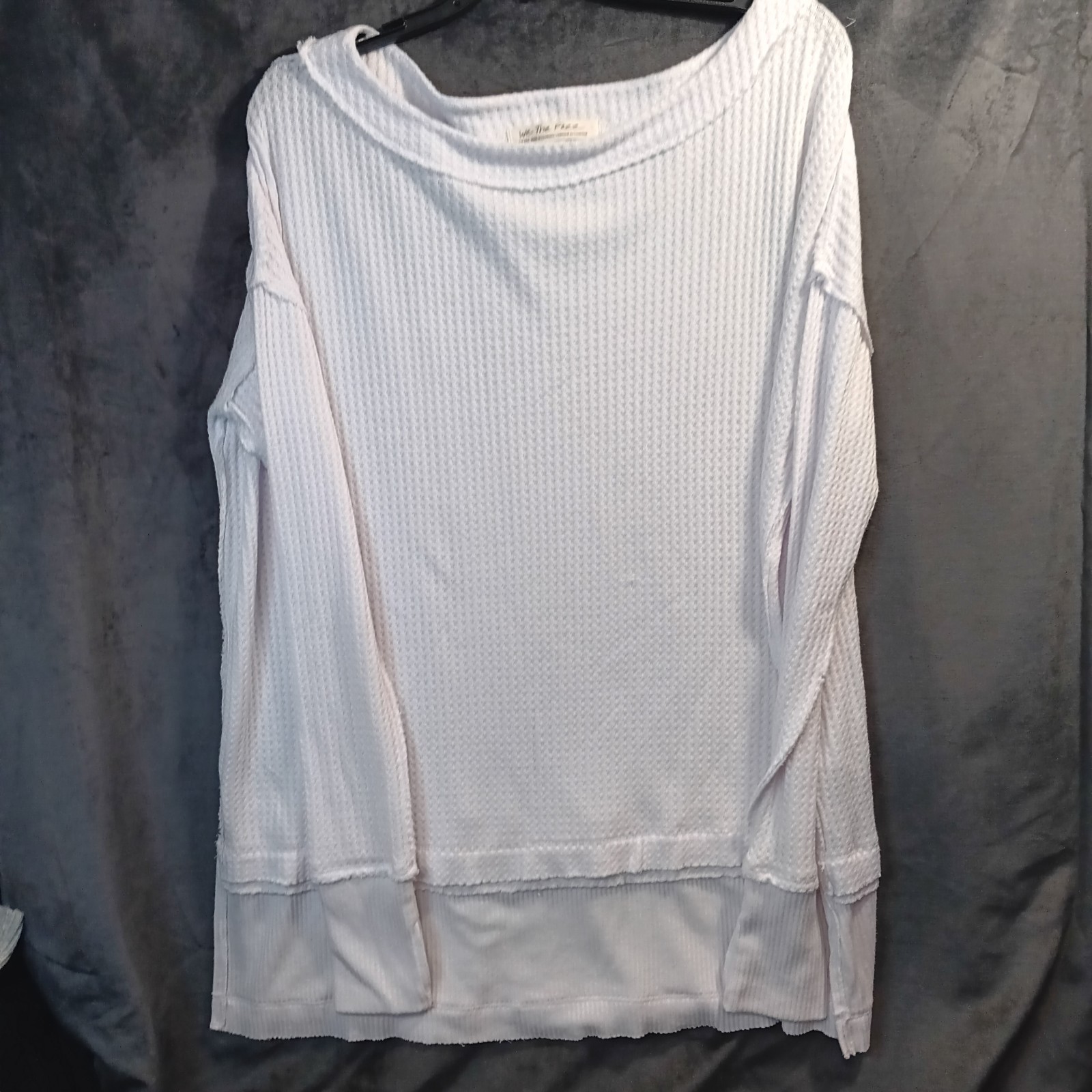 We The Free Shirt Womens Small White Thermal Henley Waffle Knit Top Peasant Boho