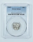 1942 Mercury Dime MS66 PCGS Blue Label