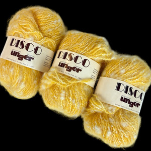 Lot 3 Unger Yarn DISCO Yellow 1.5oz Wool Blend Color-300; Dye Lot-19510 Vintage