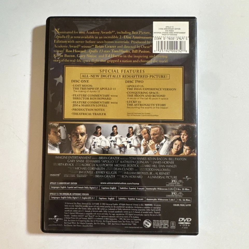 Apollo 13 (DVD 2005, 2-Disc Special Anniversary Edition Widescreen) VG+/VG+ - Image 2 of 2