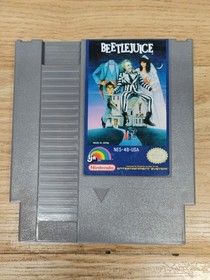 NES Lot Of 7 Games & Game Genie - Beetle Juice, Mario Duck Hunt, Jaws, Tetris 
