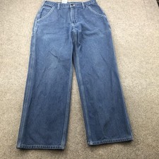 Carhartt Jeans Mens 32x30 Blue Relaxed Fit Carpenter Denim Workwear Pants B13