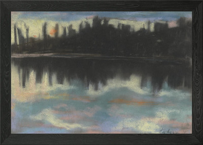 Cityscape Reflection Pastel Drawing Framed Wall Art Poster Canvas Print Picture