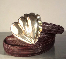 BARRY KIESELSTEIN CORD STERLING SILVER SCALLOPED HEART BUCKLE LIZARD BELT