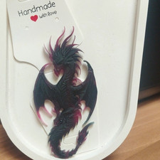 Handmade Dragon Ornament/Figurine - Black & Purple Mythical Creature