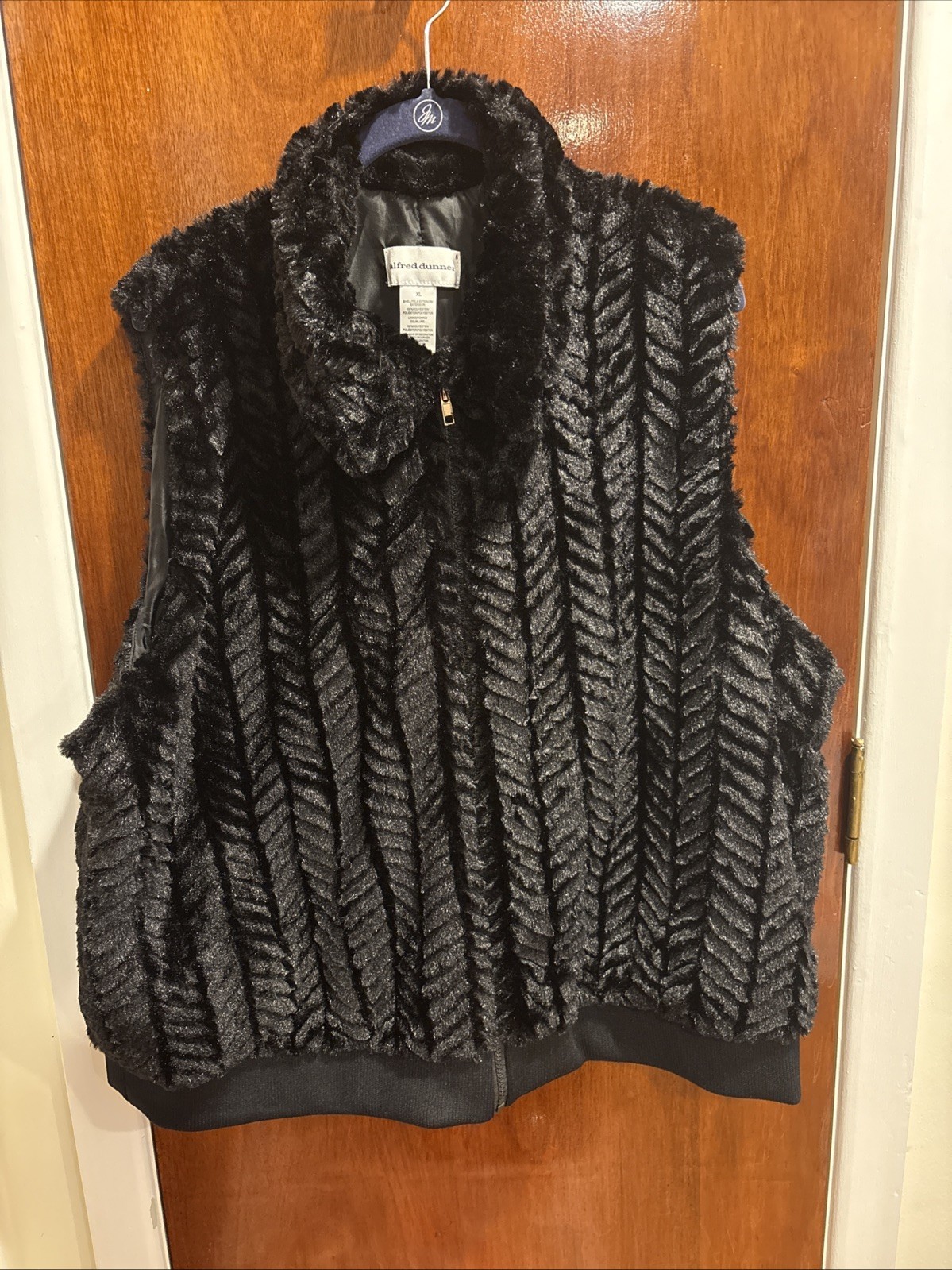 ALFRED DUNNER Vest Women’s Black Soft Faux Fur Lined Pockets Relaxed Fit XL