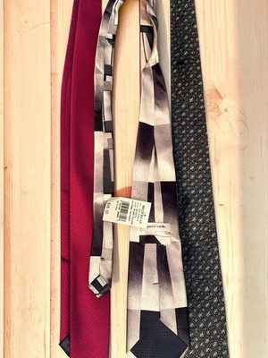 Vintage Men s Necktie Lot Pierre Cardin Silk Marks & Spencer 3 Dress Ties NOS