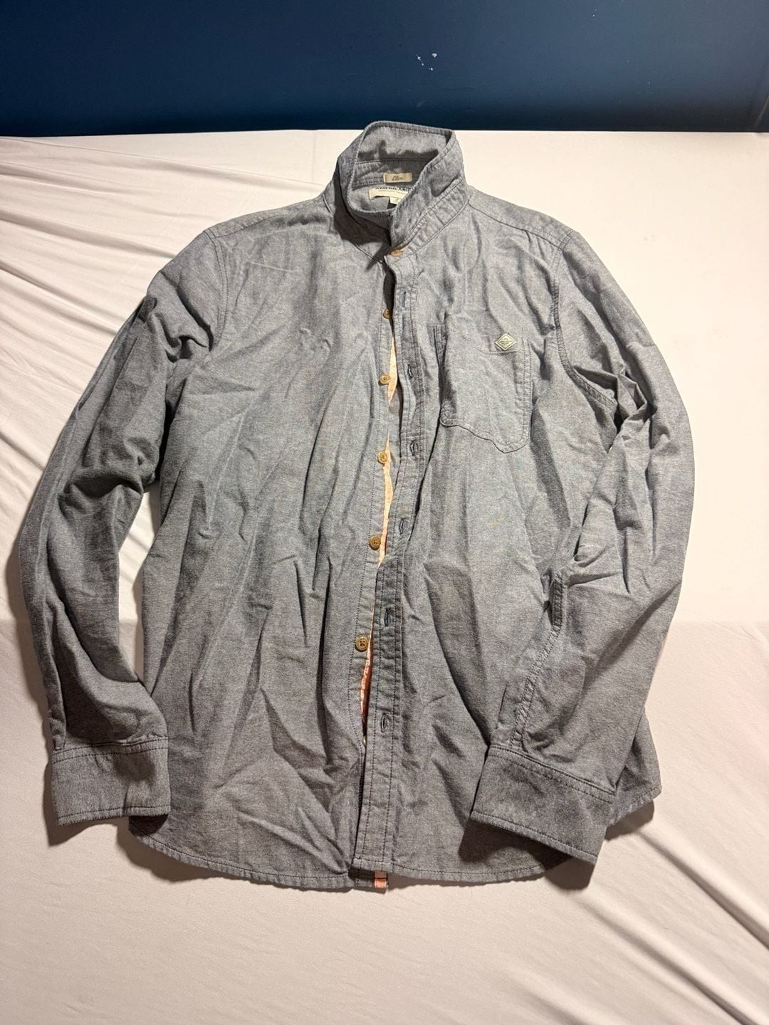 Americanino Slim Fit Button-Down Shirt, Men's Large, Blue Gray Marl