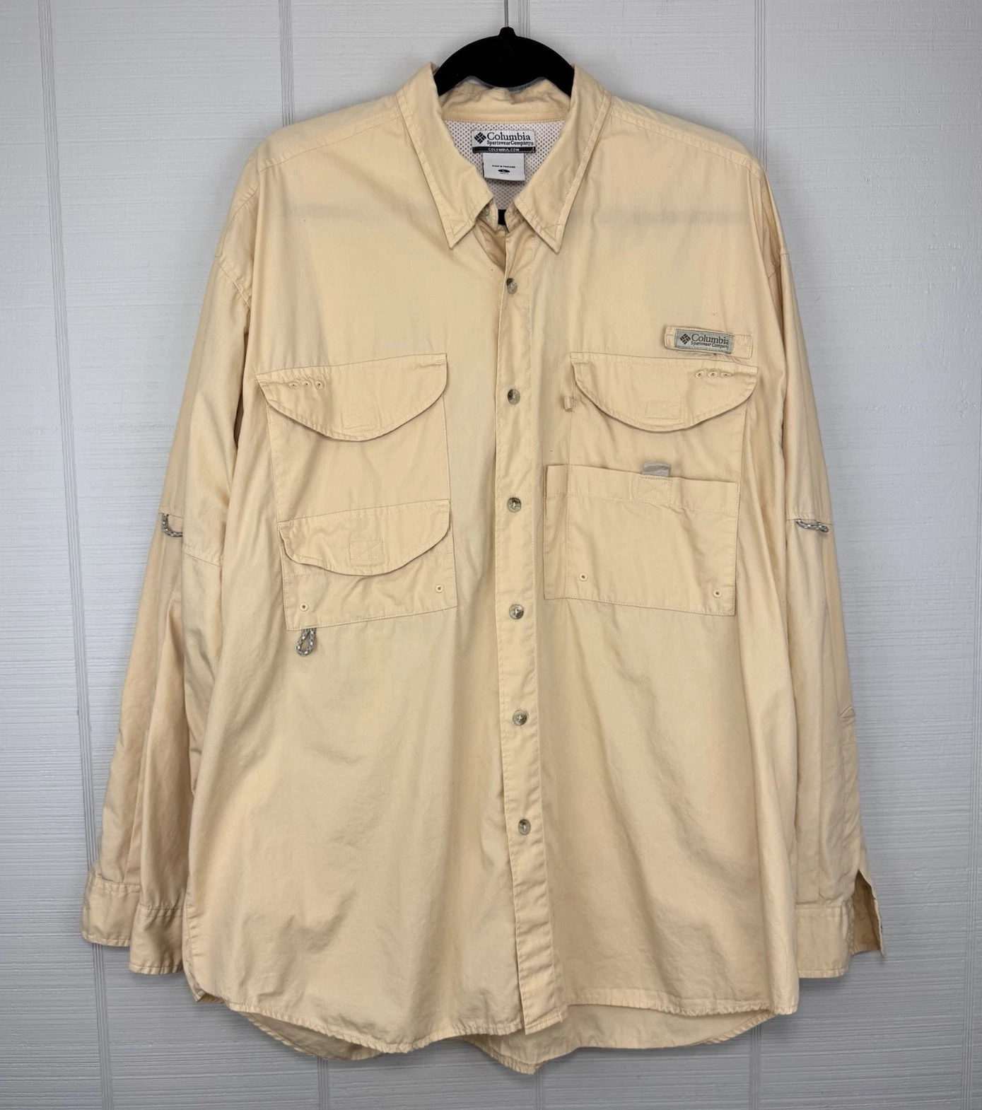 Columbia PFG Long Sleeve Button Down Shirt Vented Fishing Outdoor Gear Yellow L