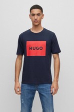Image of HUGO BOSS Mens Navy Blue Dulive 222 Short Sleeve Cotton T-Shirt Small BNWT C2473