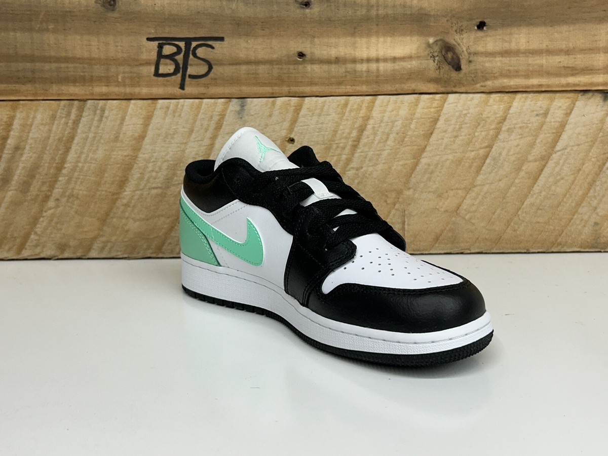 Nike Air Jordan 1 Low GS “Green Glow” Black White Youth Kids Nike Air Jordan 1 Low GS “Green Glow” Black White Youth Kids