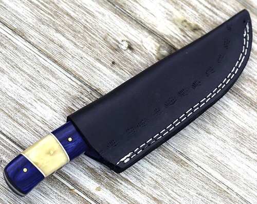 Damastmesser Volltang feste Klinge Jagd Häuten Camping Angeln Messer - Bild 5 von 5