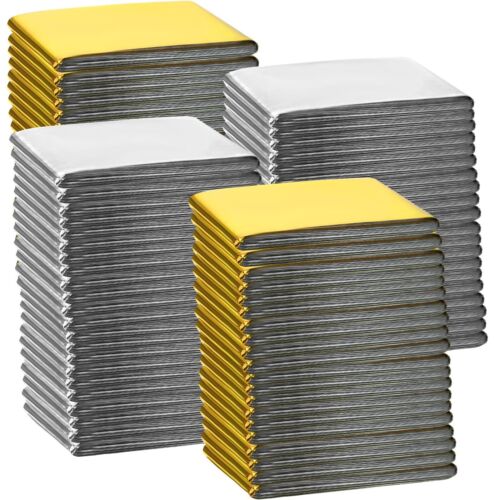 Macarrie 100 Pack Emergency Thermal Blankets Silver Foil Survival Blanket Kit...