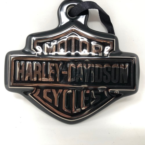 Harley Davidson Motorcycles Bars Shield Logo Christmas Ornament Silver Black